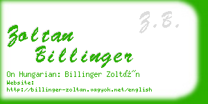 zoltan billinger business card